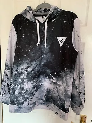 Buy Into The AM Mens Hoodie All Over Print Galaxy Pullover Black Grey & White Medium • 16.99£