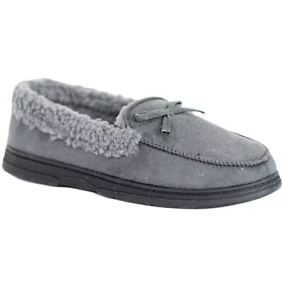 Buy Mens Moccasin Indoor Faux Fur Lined Light Weight Hard Sole Warm Comfy Slippers • 7.95£