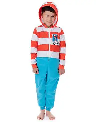 Buy Where’s Wally? Kids Jumpsuit Pyjama | Red & Blue Character All In One Loungewear • 19.99£