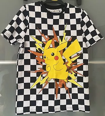 Buy Pokémon Pikachu T-Shirt Age 9 -10 Years 140cm Black & White Checkerboard Pattern • 5£