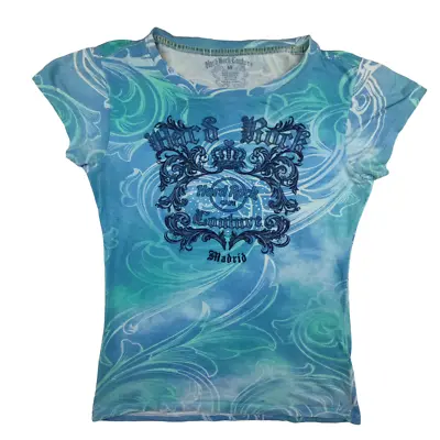 Buy Hard Rock Couture Madrid, Spain T Shirt M Blue Womens Cotton Graphic Tee • 15.29£