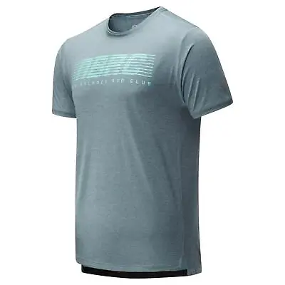 Buy New Balance Men's Printed Impact Run Short Sleeve T-shirt Tee Green Gym Workout • 11.99£