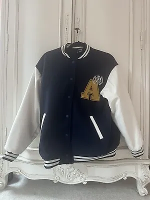 Buy EXC H+M Ladies Blue/White Varsity Jacket Size XS • 24.99£