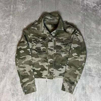 Buy Aeropostale Camouflage Denim Jacket Womens Size S Mid Cropped Camo Jean • 14.46£