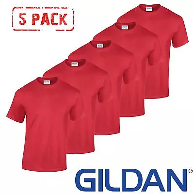 Buy 5 PACK Gildan Mens T-Shirt Heavy Cotton Plain Short Sleeve Tee Top Multi Colors • 19.99£