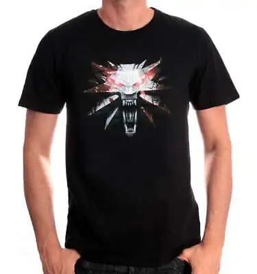 Buy Official The Witcher Bloody Wolf Medallion Print Black T-shirt • 16.99£