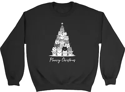 Buy Meowy Christmas Sweatshirt Mens Womens Xmas Christmas Tree Of Cats Kitten Jumper • 15.99£