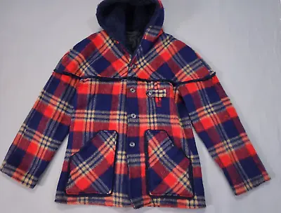 Buy Mens Vintage Shirt Medium Shacket Jacket Overshirt Sherpa Fleece Hooded 90s • 29.99£
