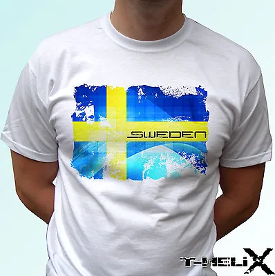 Buy Sweden Flag - White T Shirt Top Country Design - Mens Womens Kids Baby Sizes • 9.99£