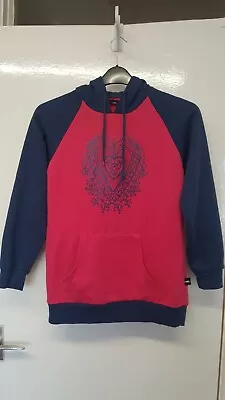 Buy Girls Pink And Blue Hoodie With Blue Heart Design Size Small  • 8£