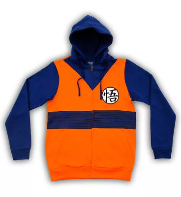 Buy Adult Anime Dragon Ball Z Goku Symbol Orange Costume Zip Up Hoodie Sweatshirt • 57.91£