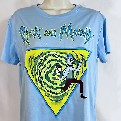 Buy Rick Morty Womens Girls T Shirt Baby Blue Size Medium Graphic Top • 5.67£