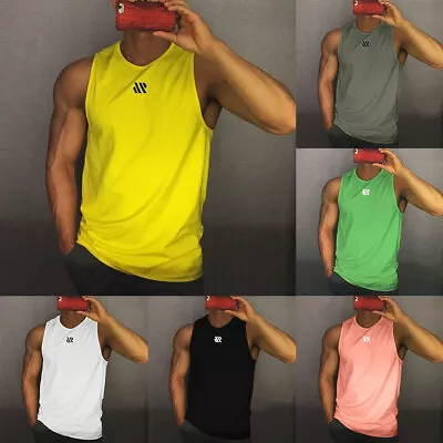 Buy Men's Tops Vest Tee Solid Tank Top T-Shirt Muscle Gym Singlets Loose Sports UK . • 8.16£