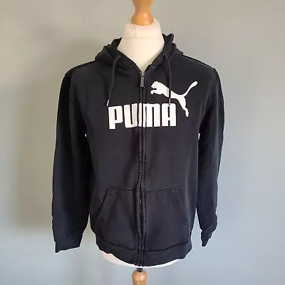Buy PUMA - Essential Full Zip Black Hoodie Spellout Logo Unisex Adult Size Large • 16.97£