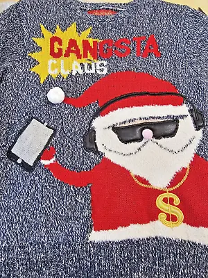 Buy VGC Cool Boys 7-8 Years Gangsta Claus 3D Christmas Jumper, Gangster Rap Xmas Top • 9.85£