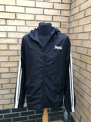 Buy Mens Lonsdale Softshell Hooded Sports Gym Jacket Extra Large Breathable Black • 18£