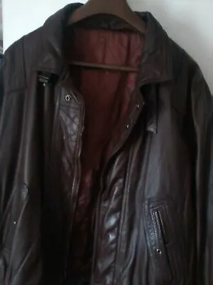 Buy LEATHER JACKET.vintage Brown Leather Jacket Mens,22  PIT TO PIT APPRO. • 45£