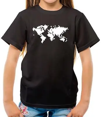 Buy Square Map - Kids T-Shirt - World - Pixels - Gamer - Gaming - Computer - Maps • 11.95£