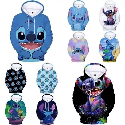 Buy Kids Adult Lilo Stitch Cartoon Casual Hoodies Sweatshirt Hooded Top Coat Gift UK • 17.99£