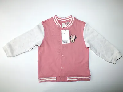 Buy New With Tags Minnie Mouse Girls Pink Bomber Baseball Jacket Age 9-12 Months H&M • 11.99£