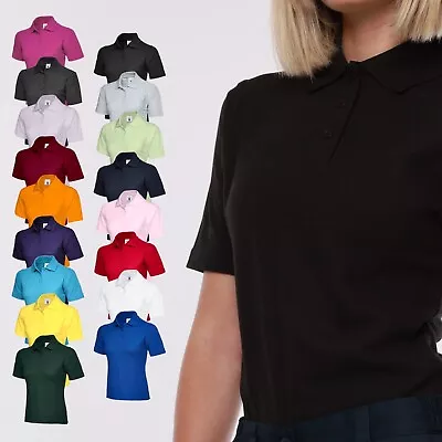 Buy Ladies & Girls Pique Polo T Shirt Size 8-22 - WOMENS CASUAL PLAIN SHORT SLEEVE • 9.99£