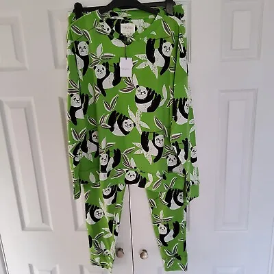Buy NEXT Womens Green Panda Cotton Pyjamas SIZE MEDIUM 12 - 14 New With Tags • 22£