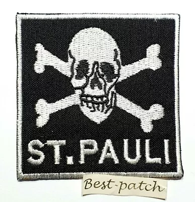 Buy Cross Bone Skull Badge Embroidered St.pauli Iron Sew On Patch Cloths Biker  • 2.65£