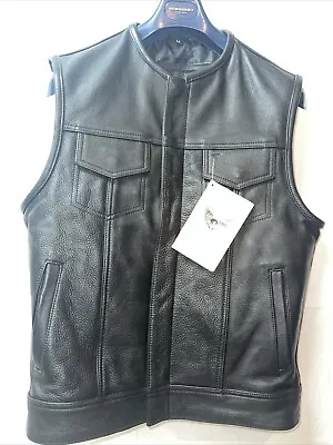 Buy Leatherick Men Top Grain Leather Soa Anarchy Vest New With Tags Size M/L • 39.99£