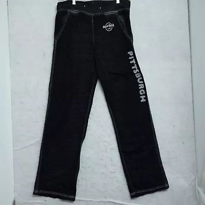 Buy Hard Rock Cafe Pittsburgh Sweatpants Women's Size M Black Pockets Cotton Blend • 10.32£