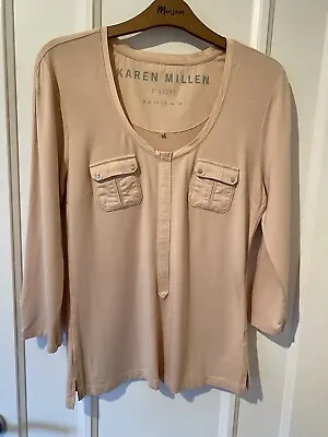 Buy Karen Millen Peach T Shirt Size 12, Pockets And Epaulet Detail On Cuffs • 6£
