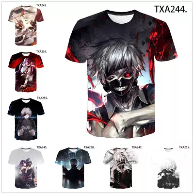 Buy  Tokyo Ghoul 3D Printed Unisex Casual T-Shirt Women Men Kids Short Sleeve Tops • 14.99£