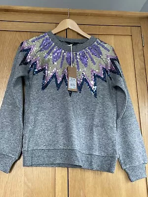Buy BNWT Grey Sequin NEXT Christmas Jumper Size Small • 29.99£