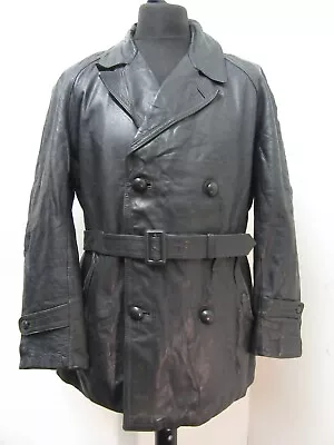 Buy Vintage 50's Italian Police Officers Leather Trench Coat Jacket Size M • 69£