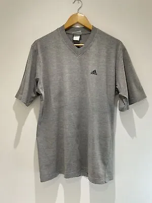 Buy Adidas Vintage V-Neck T-Shirt Size L Mens Retro Print • 12.99£