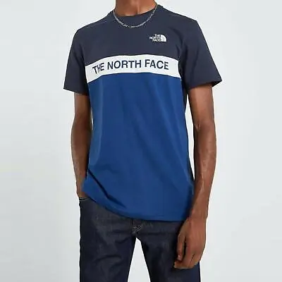 Buy The North Face Mens T Shirt Woven Colour Block TNF Crew Neck Cotton Casual Tee • 17.99£