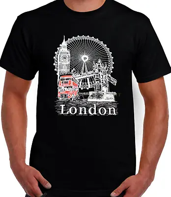 Buy SOUVENİR OF LONDON ENGLAND GIFT -London Eye-Big Ben-Bus DESIGN UNISEX T.SHIRT • 9.49£