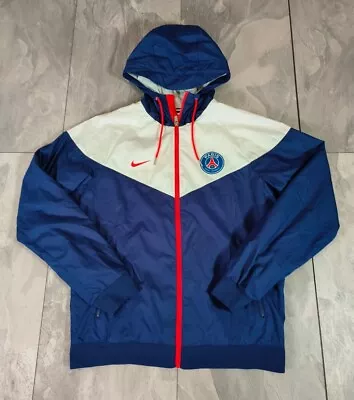 Buy PSG Nike Men's Windbreaker Track Jacket Hoodie / Size M / White Blue / Paris St • 44.99£
