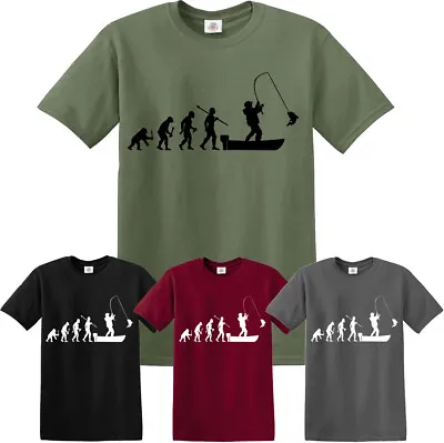 Buy Evolution Of Man To Boat Fishing T-Shirt Funny Christmas Gift Carp Hunter Tshirt • 9.95£