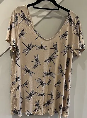 Buy Next Peach Light Pink Dragonfly Print Top Size 12 • 3£