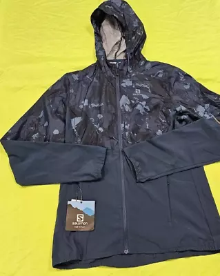 Buy Salomon Agile Full-Zip Hooded Wind Jacket Medium Women's RRP £ 120 Dark Denim • 39.55£