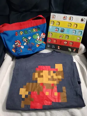 Buy Super Mario Bros. Merch Lot - Club Nintendo Pin Set, T-Shirt & Tote Bag) • 18.89£
