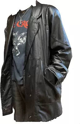 Buy Vintage Leather Trenchcoat L My Chemical Romance Deftones Tim Burton Hot Topic • 85.25£