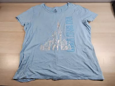 Buy Walt Disney World Silver Cinderella Castle Lounge Blue T-Shirt Women's Size XL • 19.99£