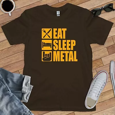 Buy EAT SLEEP METAL T-SHIRT (heavy Metallica Sabbath Death Rock Gig Guitar Festival) • 14.99£