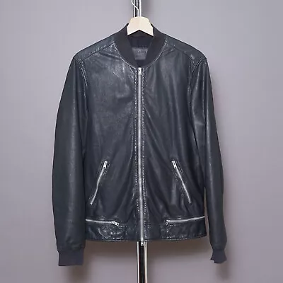 Buy ALL SAINTS MADDEN Leather Jacket SMALL Mens Black Bomber Biker Celebrity S • 179.99£