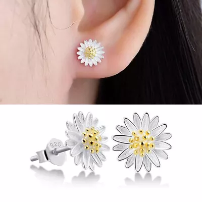 Buy 925 Sterling Silver Crystal Daisy Stud Earrings Jewellery Women Girls Gifts UK • 2.99£
