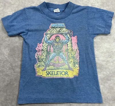 Buy Vintage Masters Of The Universe MOTU Skeletor Kids T-Shirt 1984 Blue • 27.60£