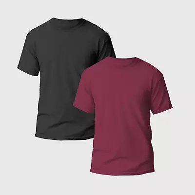 Buy Mens Plain T Shirts Short Sleeve Crew Neck Work Casual Tee Top Pack Of 2 S-4xl • 4.99£