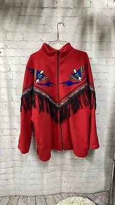 Buy Rafael Vintage Women’s Western Fringe Aztec Embroidered Fleece Oversized SJacket • 27.40£