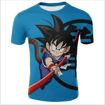 Buy New Mens DBZ Anime Blue Little Son Goku Printed Short Sleeve T-shirt Adult S-6XL • 14.39£